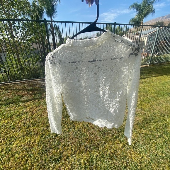 Ambiance Tops - Cream colored lace crop top , used